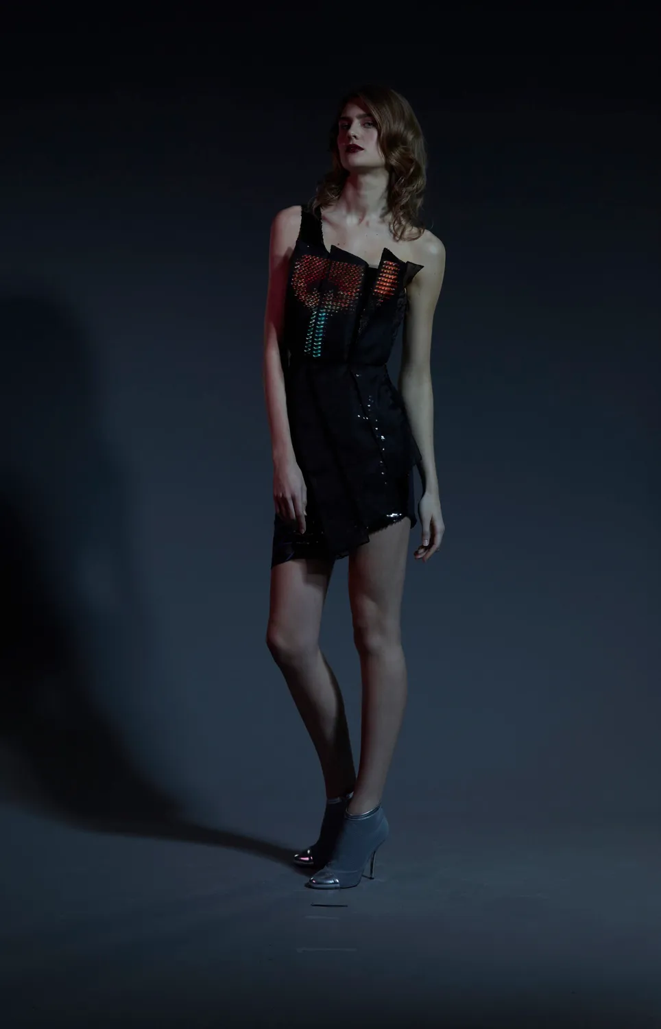 CuteCircuit illuminated red carpet dress created for Nieves Álvarez, studio view 6